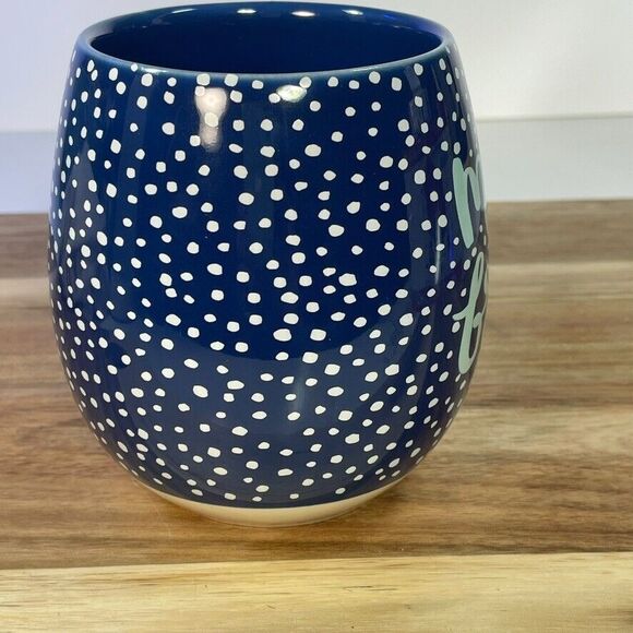 Threshold Merry & Bright Blue Specked Gold Handle Bubble Holiday Christmas Mug - Picture 3 of 8